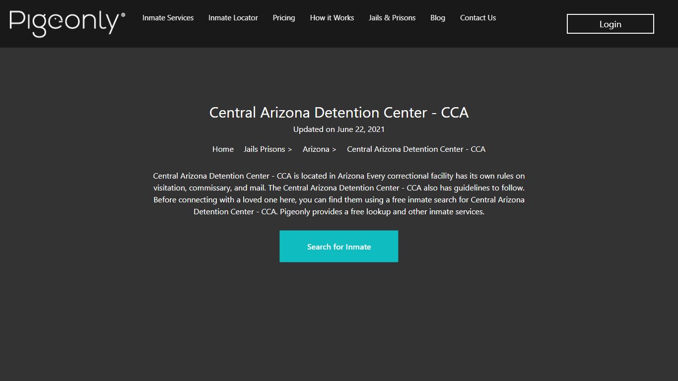 Central Arizona Detention Center - CCA Inmate Search | Arizona